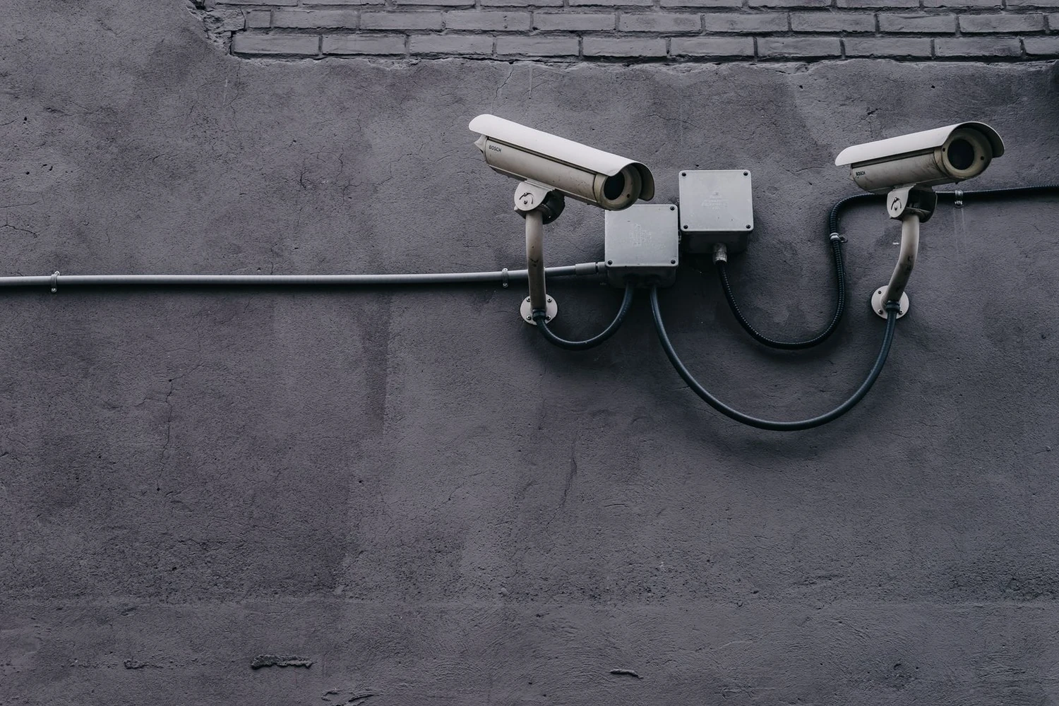 Outdoor CCTV security cameras mounted for perimeter protection